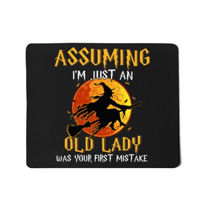 Vintage Halloween Witch Costume Beware of This Old Lady Mousepad