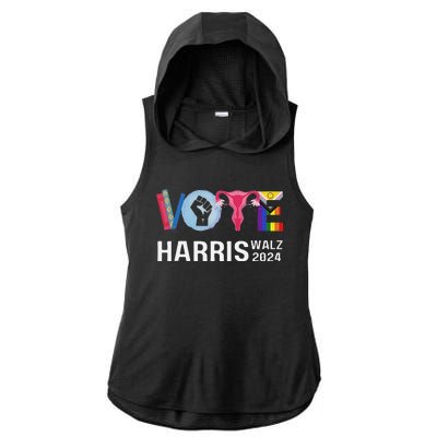 Vote Harris Waltz 2024 Lgbt Rights Ladies PosiCharge Tri-Blend Wicking Draft Hoodie Tank