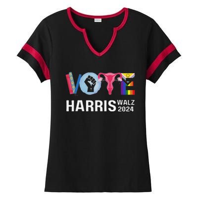 Vote Harris Waltz 2024 Lgbt Rights Ladies Halftime Notch Neck Tee