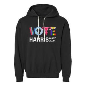 Vote Harris Waltz 2024 Lgbt Rights Garment-Dyed Fleece Hoodie