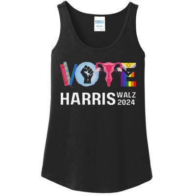 Vote Harris Waltz 2024 Lgbt Rights Ladies Essential Tank