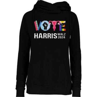 Vote Harris Waltz 2024 Lgbt Rights Womens Funnel Neck Pullover Hood