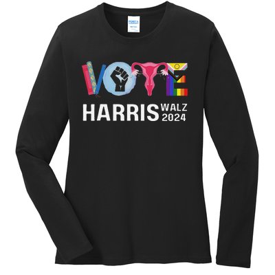 Vote Harris Waltz 2024 Lgbt Rights Ladies Long Sleeve Shirt