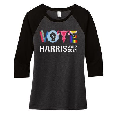 Vote Harris Waltz 2024 Lgbt Rights Women's Tri-Blend 3/4-Sleeve Raglan Shirt