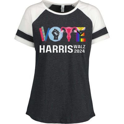 Vote Harris Waltz 2024 Lgbt Rights Enza Ladies Jersey Colorblock Tee