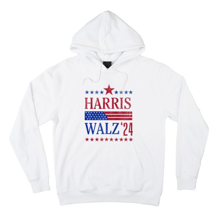 Vintage Harris Walz 2024 American Flag 2024 Harris Election Premium Hoodie