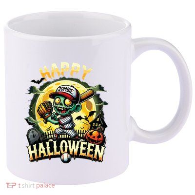 Vintage Halloween Zombie Baseball Skeleton Baseball Players 11oz C Handle Ceramic Mug