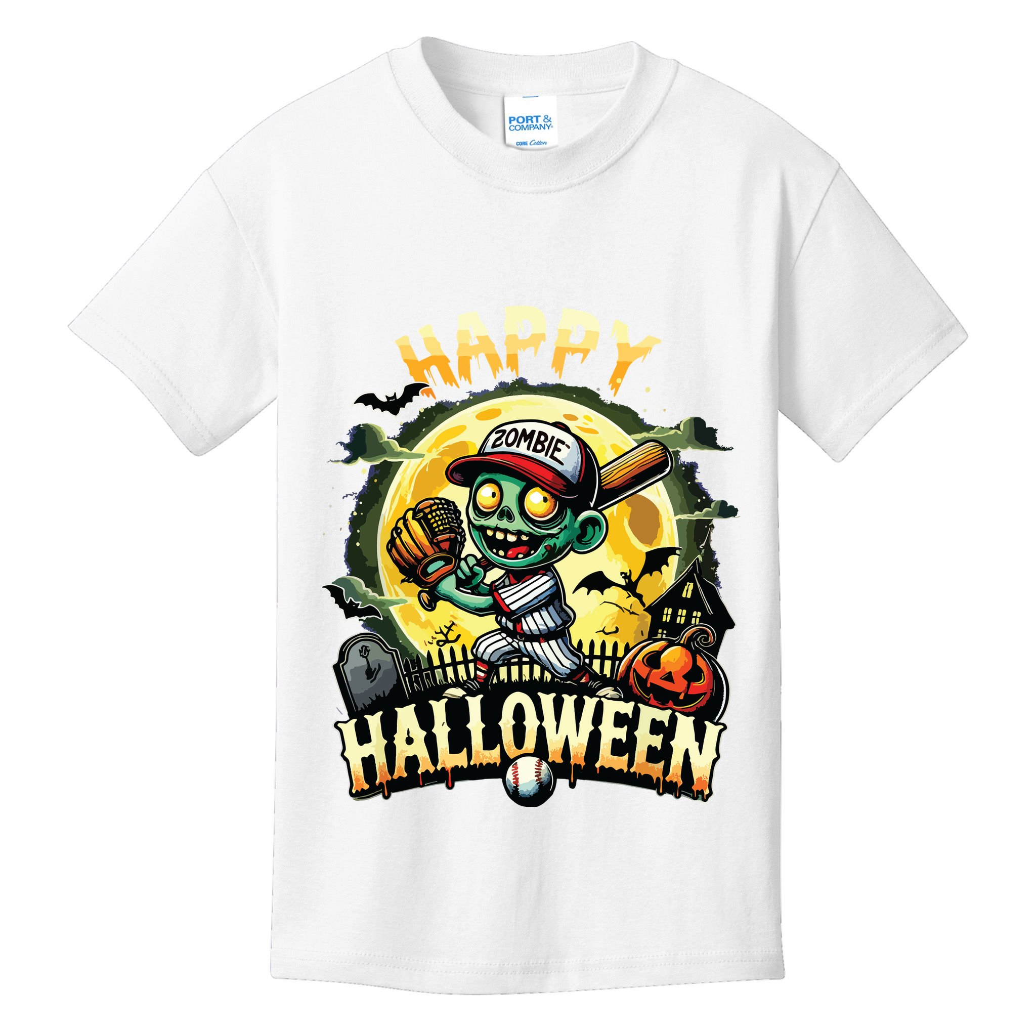 Vintage Halloween Zombie Baseball Skeleton Baseball Players Kids T-Shirt