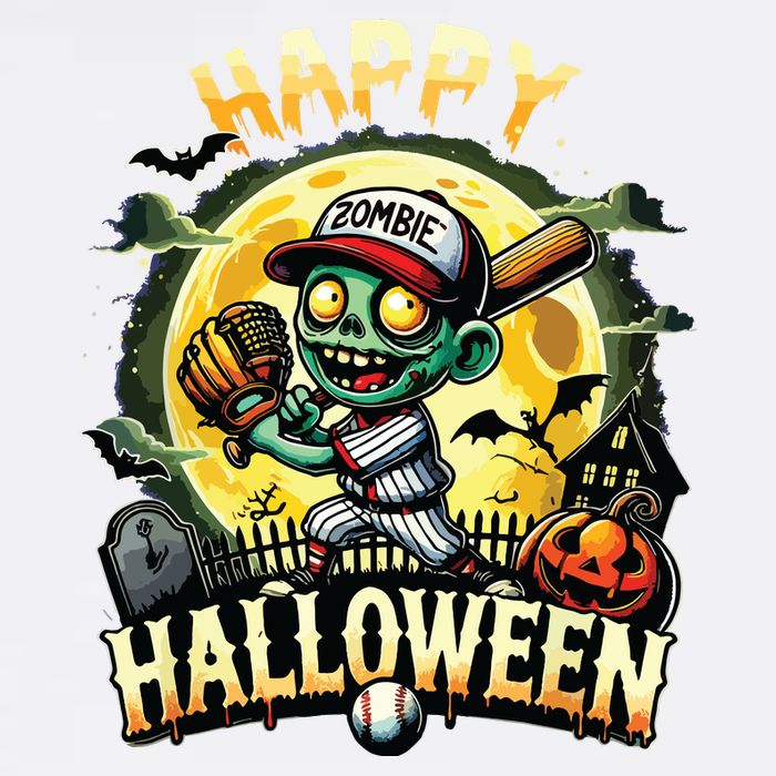 Vintage Halloween Zombie Baseball Skeleton Baseball Players Kids T-Shirt