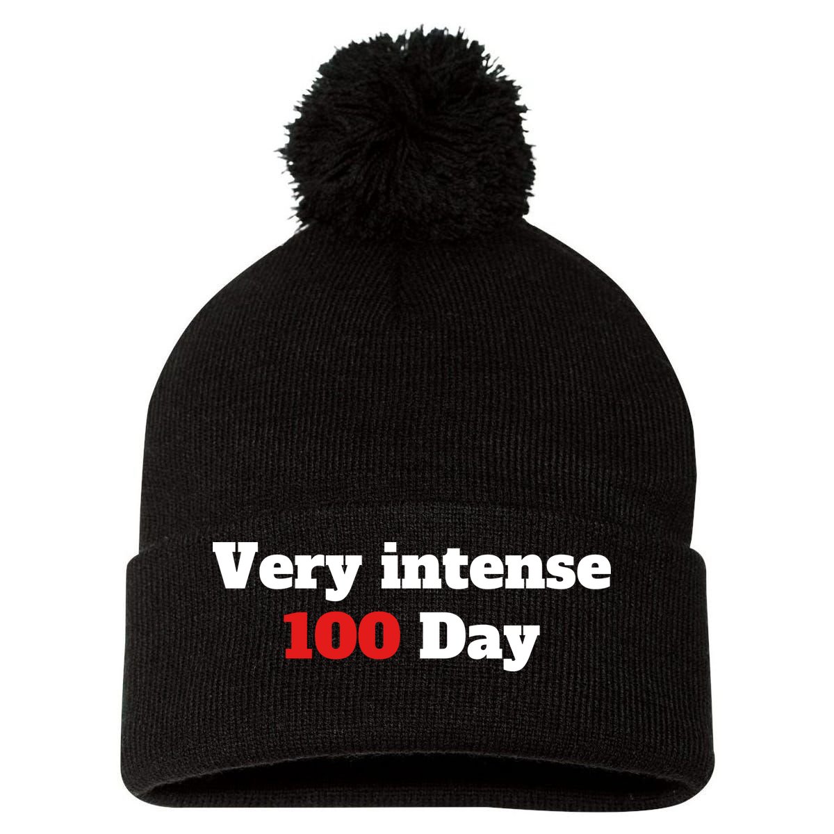 Very Intense 100 Days Pom Pom 12in Knit Beanie