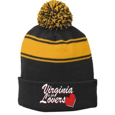 Virginia Is 4 Lovers Outdooors VA For Home Virginians Stripe Pom Pom Beanie