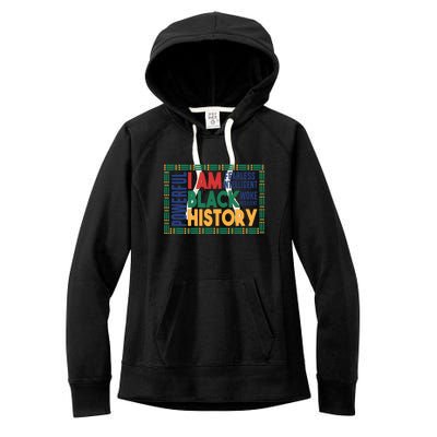 Vintage I Am Black History Month Gift Powerful Women's Fleece Hoodie