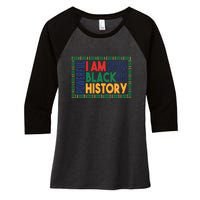 Vintage I Am Black History Month Gift Powerful Women's Tri-Blend 3/4-Sleeve Raglan Shirt