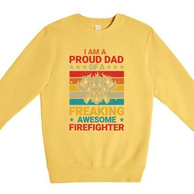 Vintage Im A Dad Of A Dad Of A Freaking Awesome Firefighter Fathers Day Gifts Premium Crewneck Sweatshirt