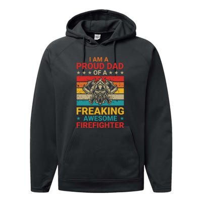 Vintage Im A Dad Of A Dad Of A Freaking Awesome Firefighter Fathers Day Gifts Performance Fleece Hoodie