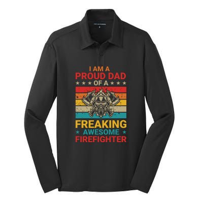 Vintage Im A Dad Of A Dad Of A Freaking Awesome Firefighter Fathers Day Gifts Silk Touch Performance Long Sleeve Polo