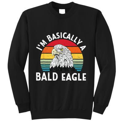 Vintage I Am Basically A Bald Eagle Funny Bald Head America Sweatshirt