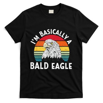 Vintage I Am Basically A Bald Eagle Funny Bald Head America T-Shirt