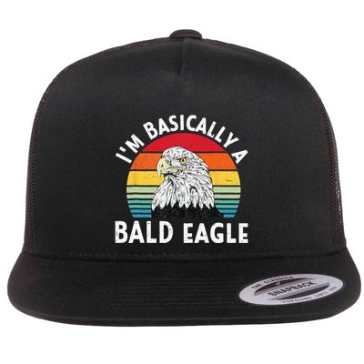 Vintage I Am Basically A Bald Eagle Funny Bald Head America Flatbill Hat