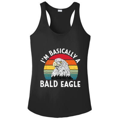 Vintage I Am Basically A Bald Eagle Funny Bald Head America Ladies PosiCharge Competitor Racerback Tank