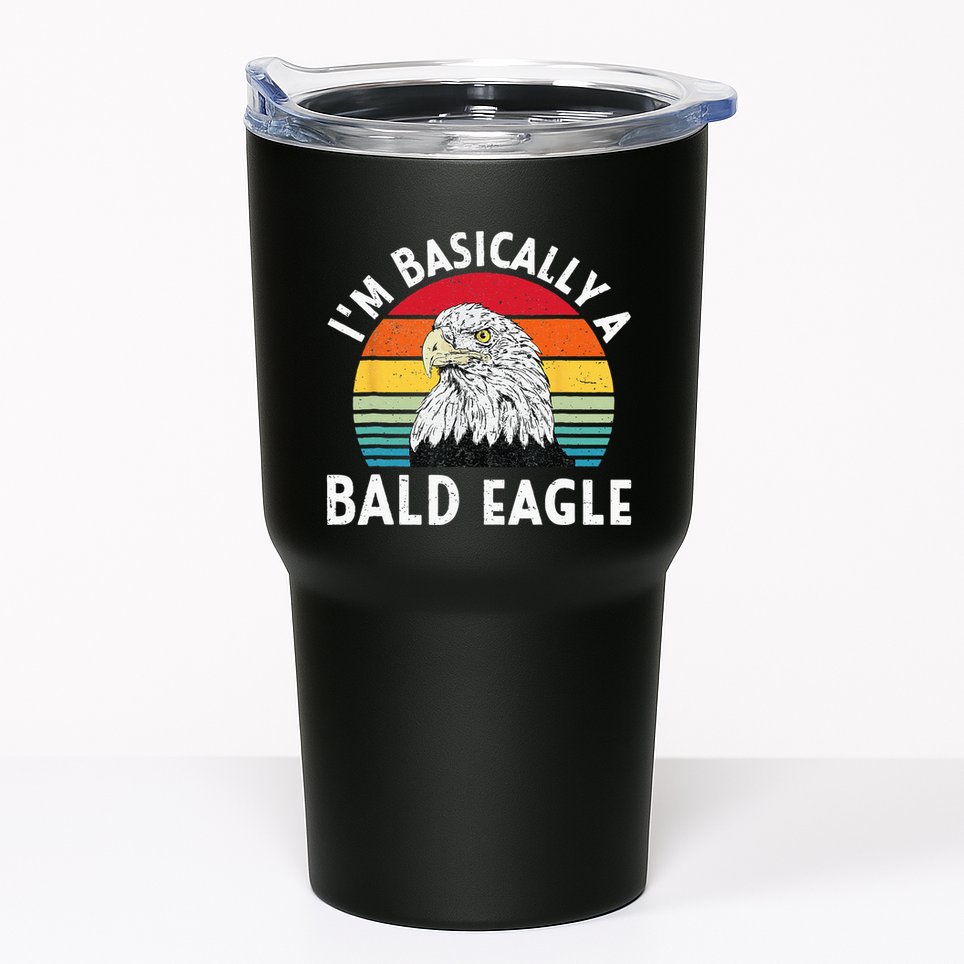 Vintage I Am Basically A Bald Eagle Funny Bald Head America Tumbler