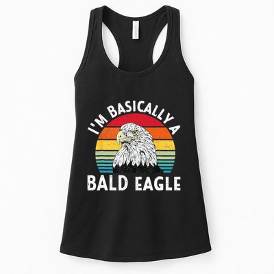 Vintage I Am Basically A Bald Eagle Funny Bald Head America Womens Tank Top