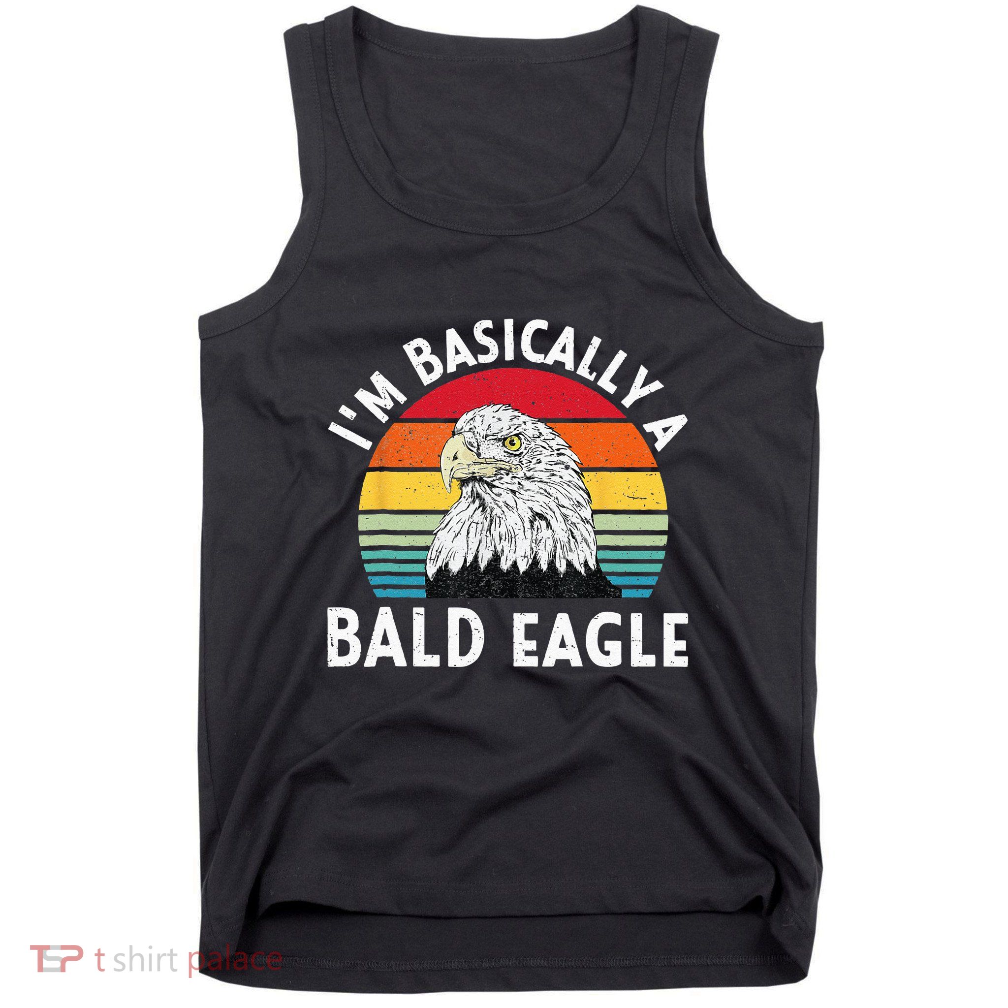 Vintage I Am Basically A Bald Eagle Funny Bald Head America Tank Top