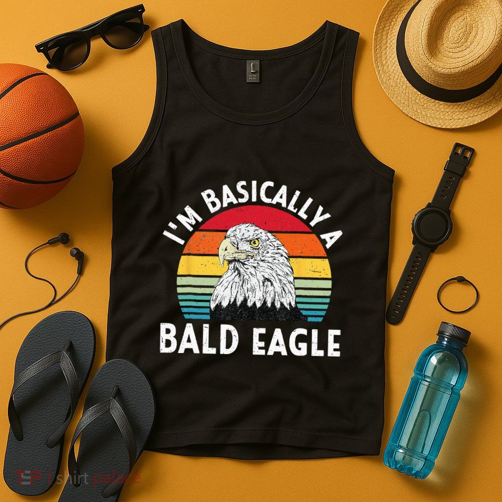 Vintage I Am Basically A Bald Eagle Funny Bald Head America Tank Top