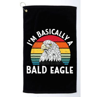 Vintage I Am Basically A Bald Eagle Funny Bald Head America Golf Towel