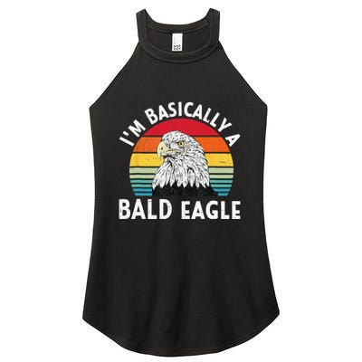 Vintage I Am Basically A Bald Eagle Funny Bald Head America Women's Perfect Tri Rocker Tank