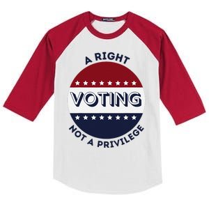 Voting Is A Right Not A Privilege Funny Quote Kids Colorblock Raglan Jersey