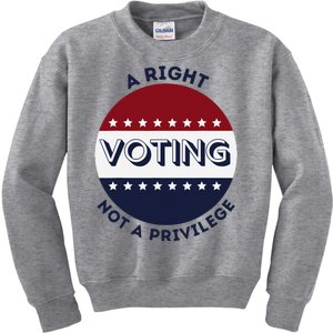 Voting Is A Right Not A Privilege Funny Quote Kids Sweatshirt