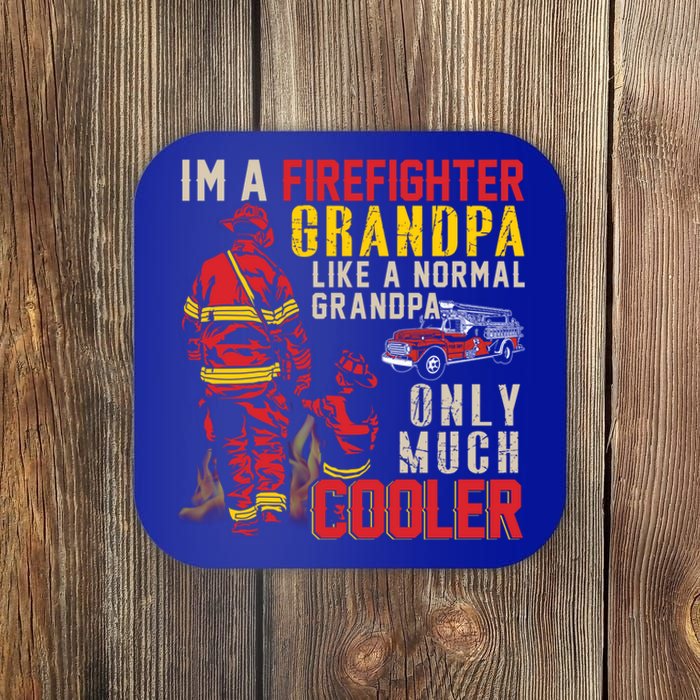 Vintage Im A Firefighter Grandpa Definition Much Cooler Gift Coaster