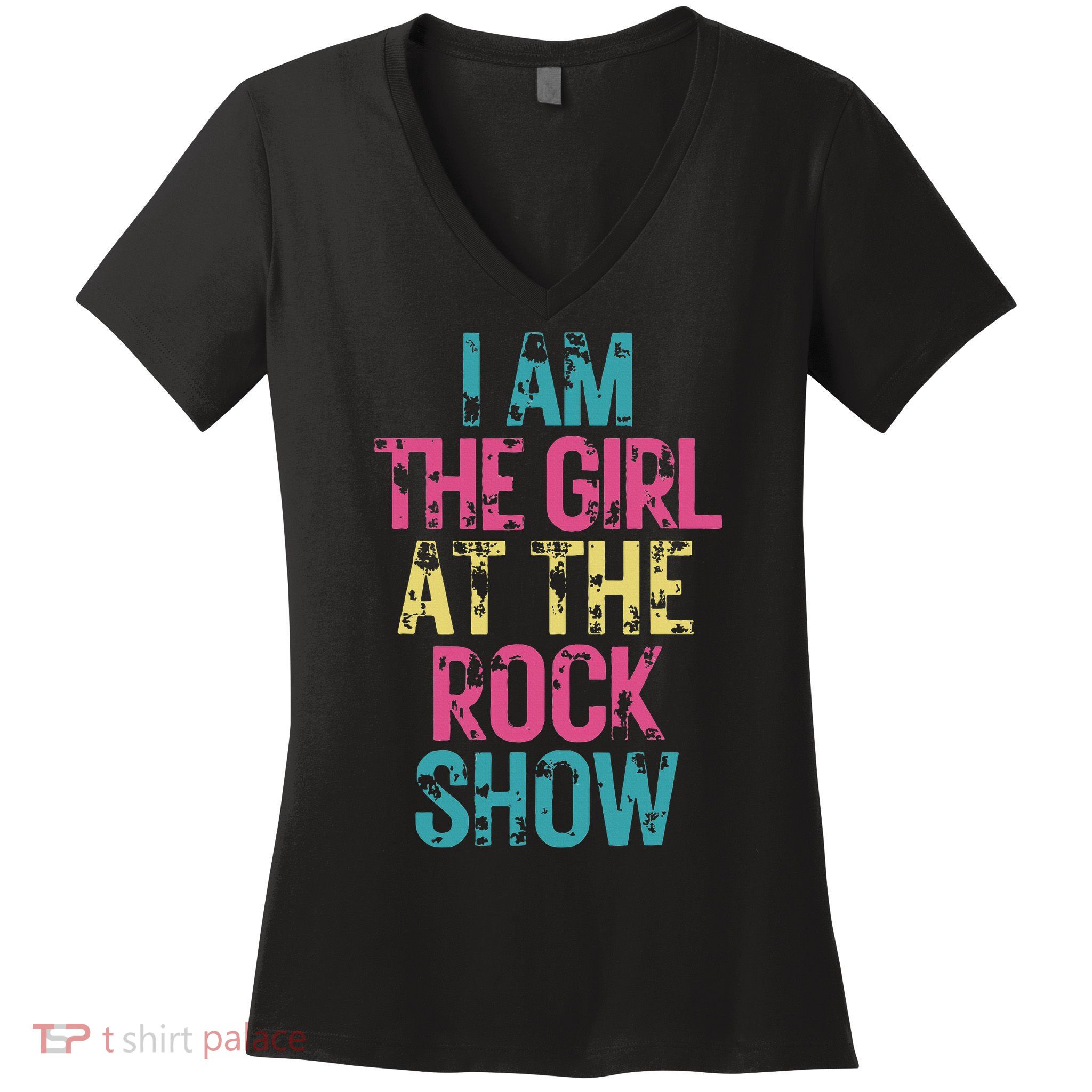 Vintage I Am The Girl At The Rock Show Rock Music Lover Women's V-Neck T-Shirt