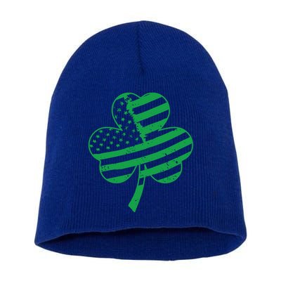 Vintage Irish American Flag Shamrock Gift Great Gift Short Acrylic Beanie