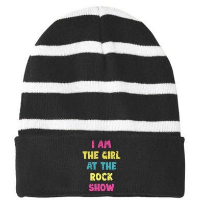 Vintage I Am The At The Rock Show Rock Music Lover Striped Beanie with Solid Band