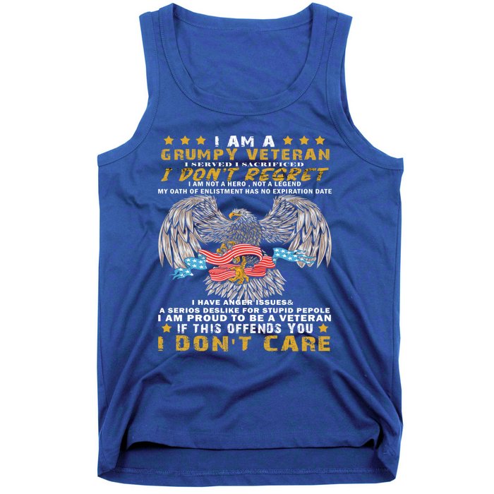 Vintage I Am A Grumpy Veteran I Served I Sacrificed Gift Tank Top