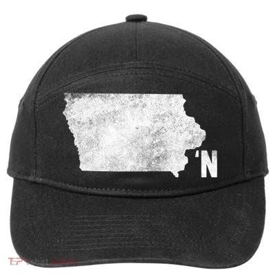 Vintage Iowa Apostrophe N State Map Outline Meaningful Gift 7-Panel Snapback Hat