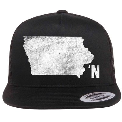 Vintage Iowa Apostrophe N State Map Outline Meaningful Gift Flatbill Hat