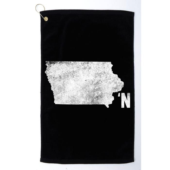 Vintage Iowa Apostrophe N State Map Outline Meaningful Gift Golf Towel