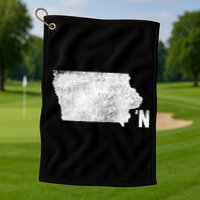 Vintage Iowa Apostrophe N State Map Outline Meaningful Gift Golf Towel