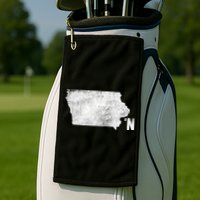 Vintage Iowa Apostrophe N State Map Outline Meaningful Gift Golf Towel