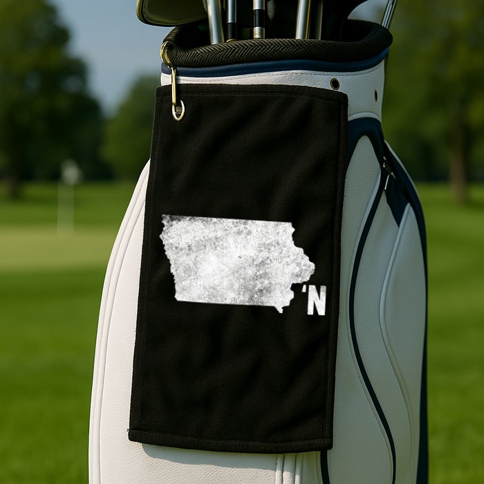 Vintage Iowa Apostrophe N State Map Outline Meaningful Gift Golf Towel