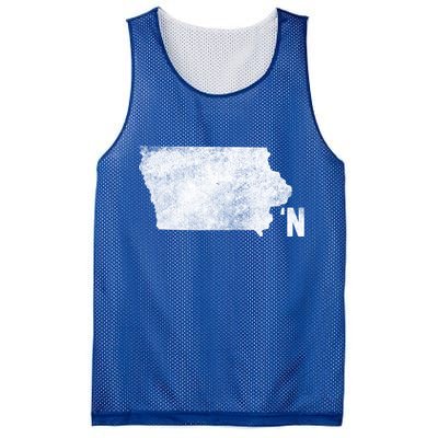 Vintage Iowa Apostrophe N State Map Outline Meaningful Gift Mesh Reversible Basketball Jersey Tank