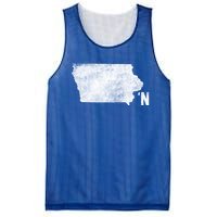 Vintage Iowa Apostrophe N State Map Outline Meaningful Gift Mesh Reversible Basketball Jersey Tank