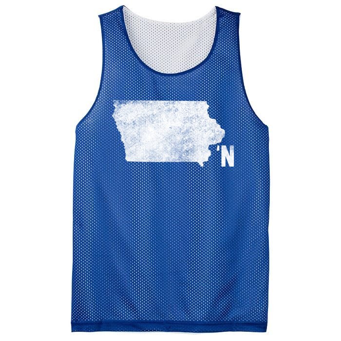 Vintage Iowa Apostrophe N State Map Outline Meaningful Gift Mesh Reversible Basketball Jersey Tank