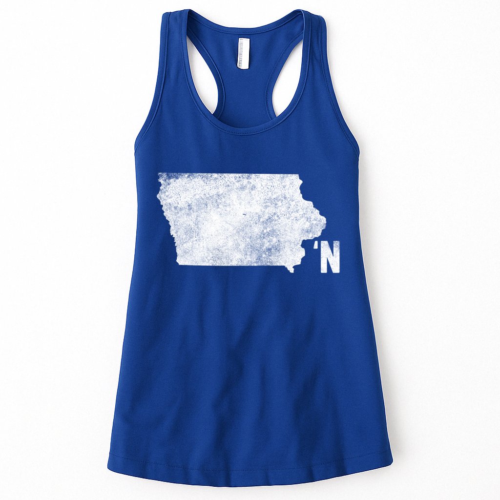 Vintage Iowa Apostrophe N State Map Outline Meaningful Gift Womens Tank Top