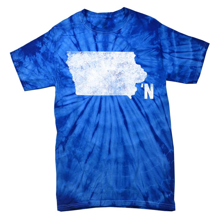 Vintage Iowa Apostrophe N State Map Outline Meaningful Gift Tie-Dye T-Shirt