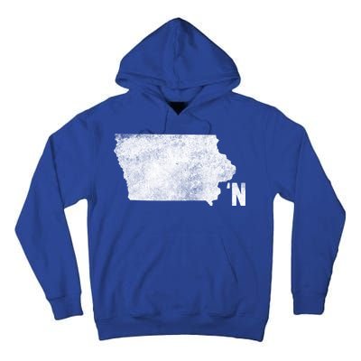 Vintage Iowa Apostrophe N State Map Outline Meaningful Gift Tall Hoodie