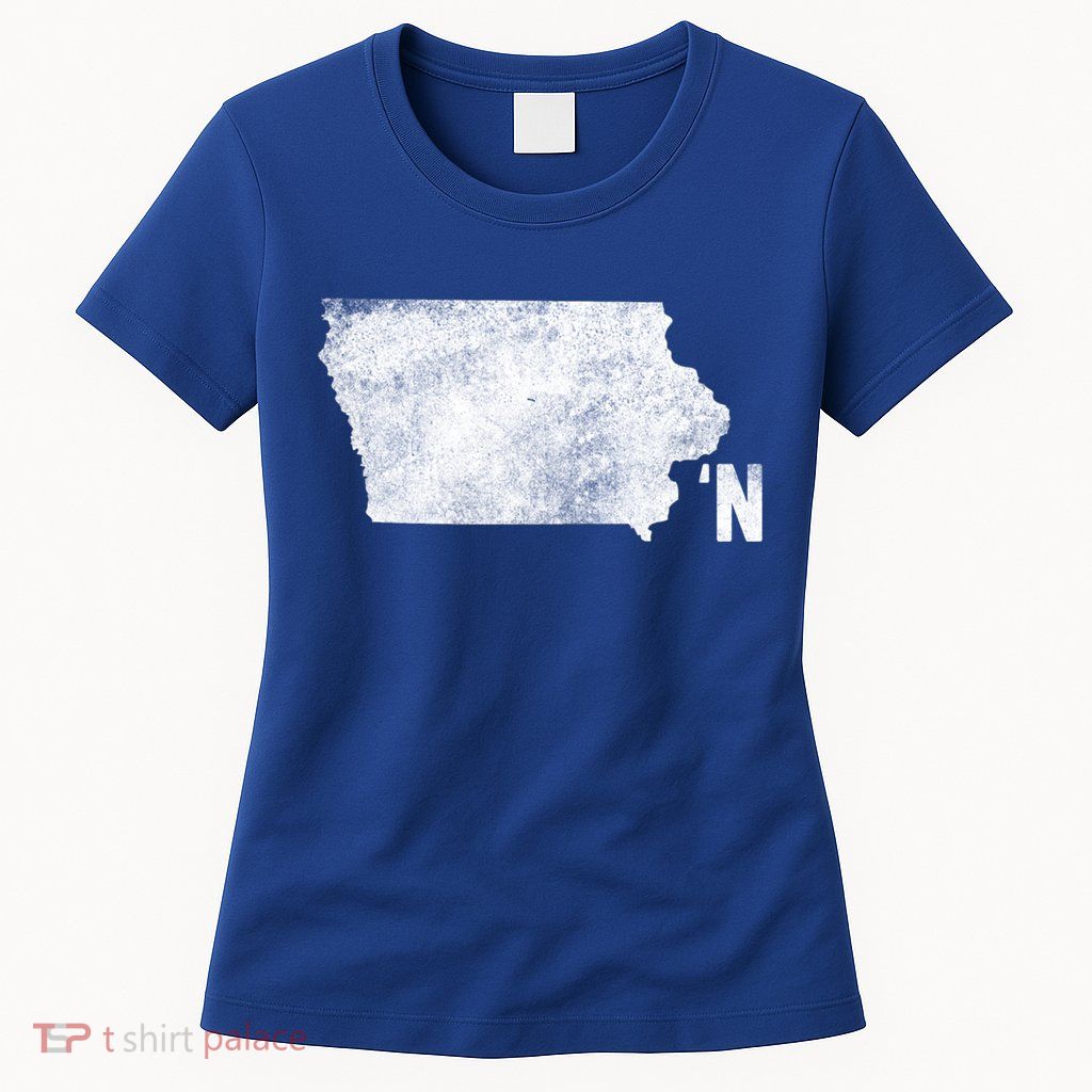 Vintage Iowa Apostrophe N State Map Outline Meaningful Gift Womens T-Shirt